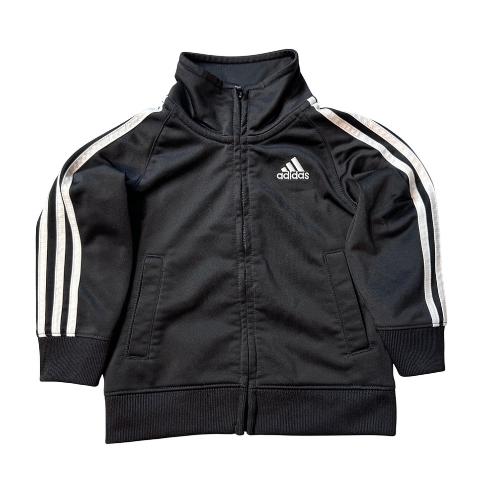 Adidas Track Jacket Kids 18M Black AG5902 3-Stripe Full Zip Athletic Sportswear‎